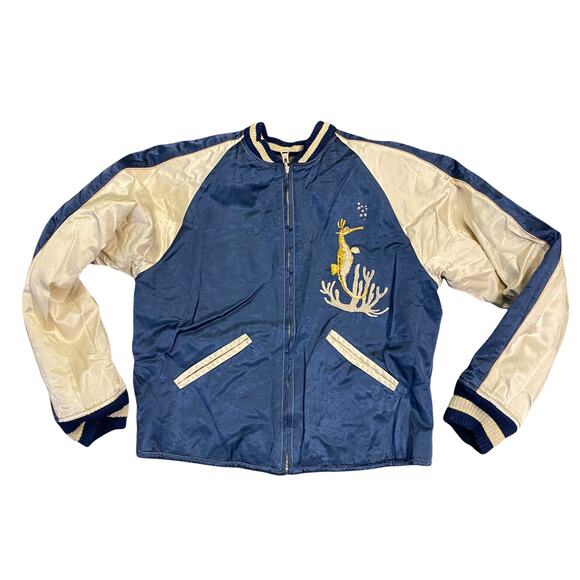 45 Revolutions Per Minute Men's Approx Sz S Bomber Jacket Embroidered Reversible - Picture 9 of 10